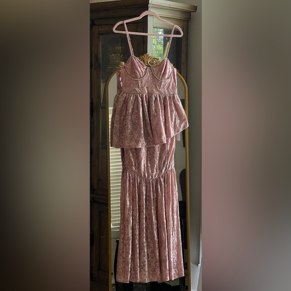 For Love And Lemons Dresses & Skirts - For Love and Lemons Shai Lace Gown in Blush Pink with Rhinestone Detail NWT